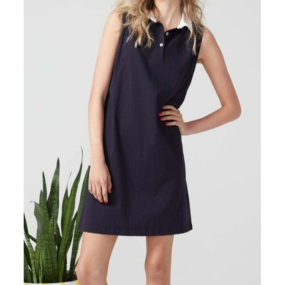 Kule The Polo Mini Shirt Sleeveless Dress In Navy Blue Women's Size L